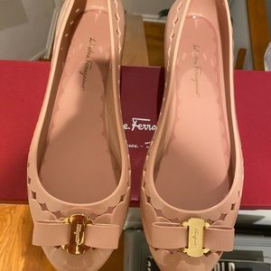 Salvatore Ferragamo Flower Heel Jelly Flats.
